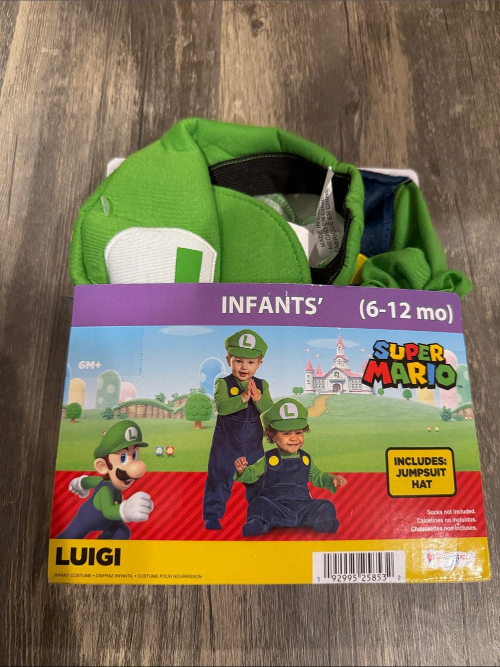 Super Mario Bros Luigi Infant Halloween Costume Hat & Jumpsuit